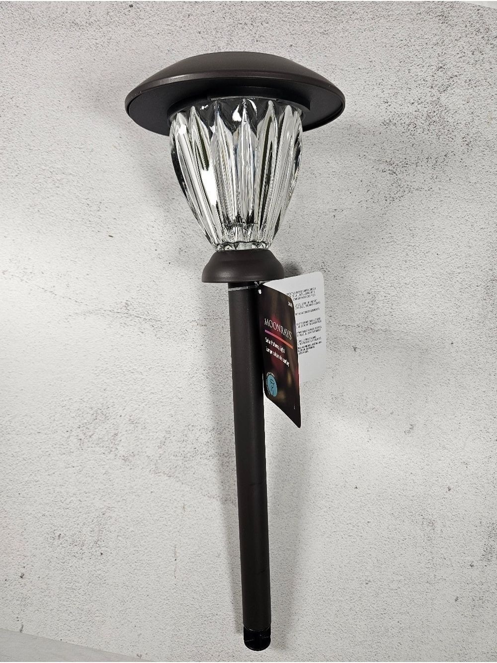 NWT Set of 5 Premium Moonrays Solar LED Ribbed Glass Bronze Metal Light 21"